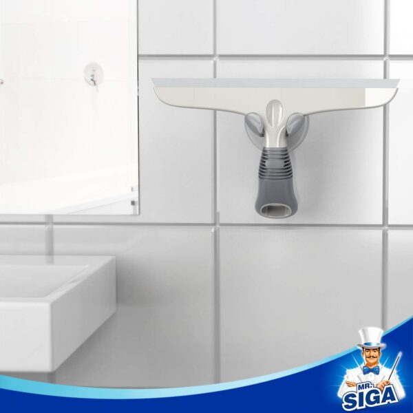MR.SIGA Multi-Purpose Squeegee for Window, Glass, Shower Door, Car, Heavy Duty Window Scrubber, Suction Hook Included, 10 inch, White & Gray - Image 3